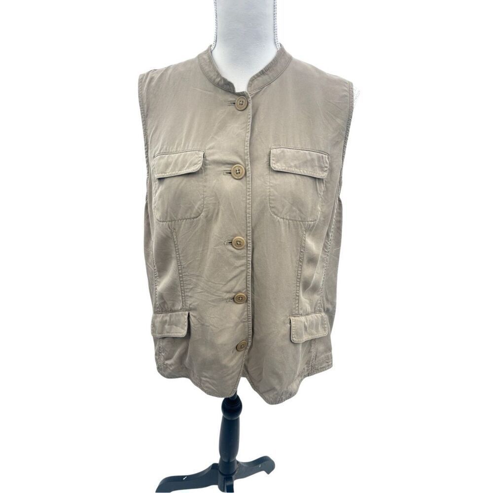 J.Jill ￼ 100% linen khaki colour vest size large